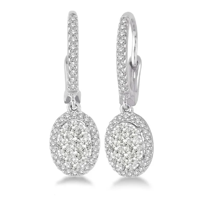 Luxury Jewelry Now At Special Promotional Rates 14K White Gold ‘Lovebright’ Diamond Cluster Drop Earrings