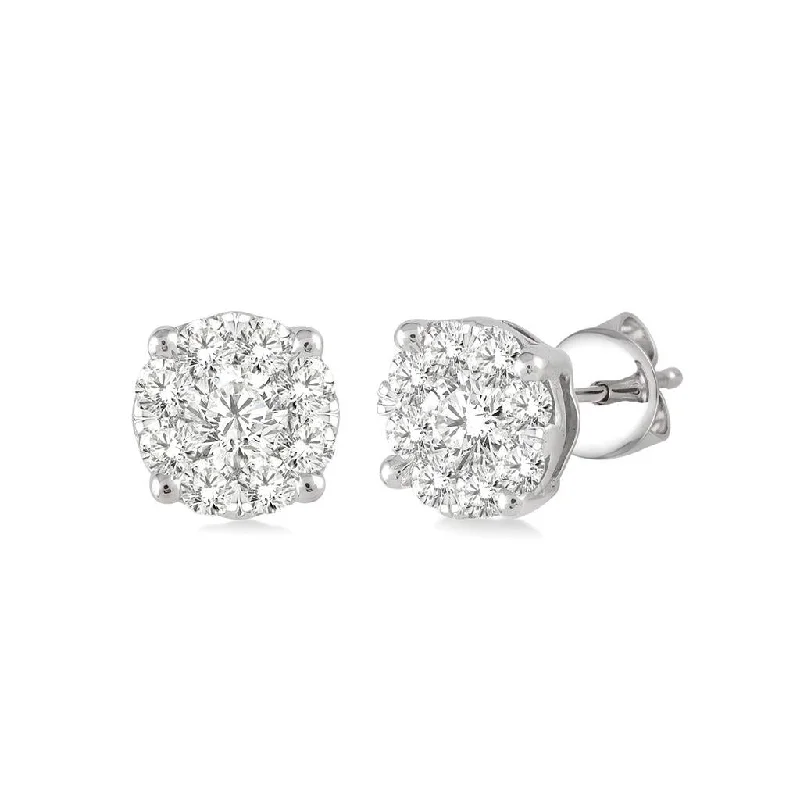 Flash Deals On Fine Jewelry – Shop Before It's Gone 14K White Gold ‘Lovebright’ Diamond Cluster Earrings