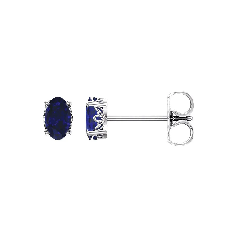 Trending Jewelry Styles Now At Limited-Time Discounts 14k White Gold Stud Earrings with Oval Lab Created Blue Sapphire Trending Jewelry Styles Now At Limited-Time Discounts 14k White Gold Stud Earrings with Oval Lab Created Blue Sapphire