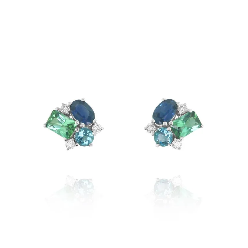 Sparkle In Style With Our Best Jewelry Deals 14K White Gold 'Tesserae' Blue Lupin Cluster Earrings