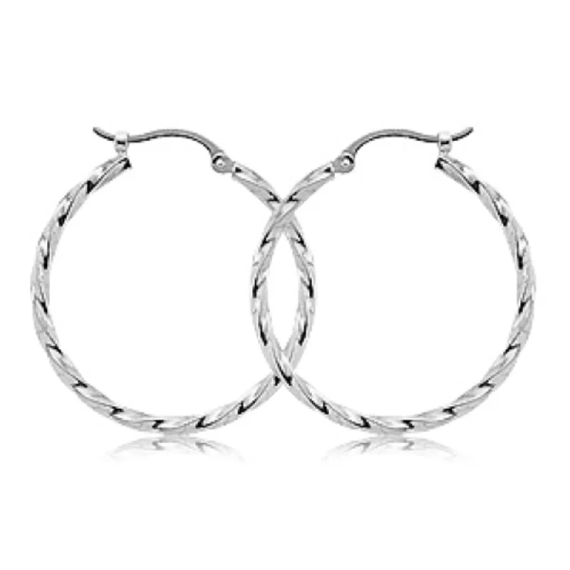 Jewelry Sale Bonanza – Grab Your Sparkle Now 14k White Gold Twisted Hoop Earrings