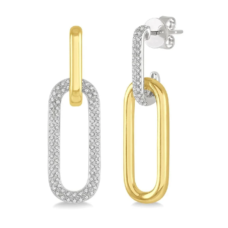 Personalized Jewelry Sale – Unique Pieces At Great Prices 14K Yellow And White Gold Paperclip Diamond Drop Earrings