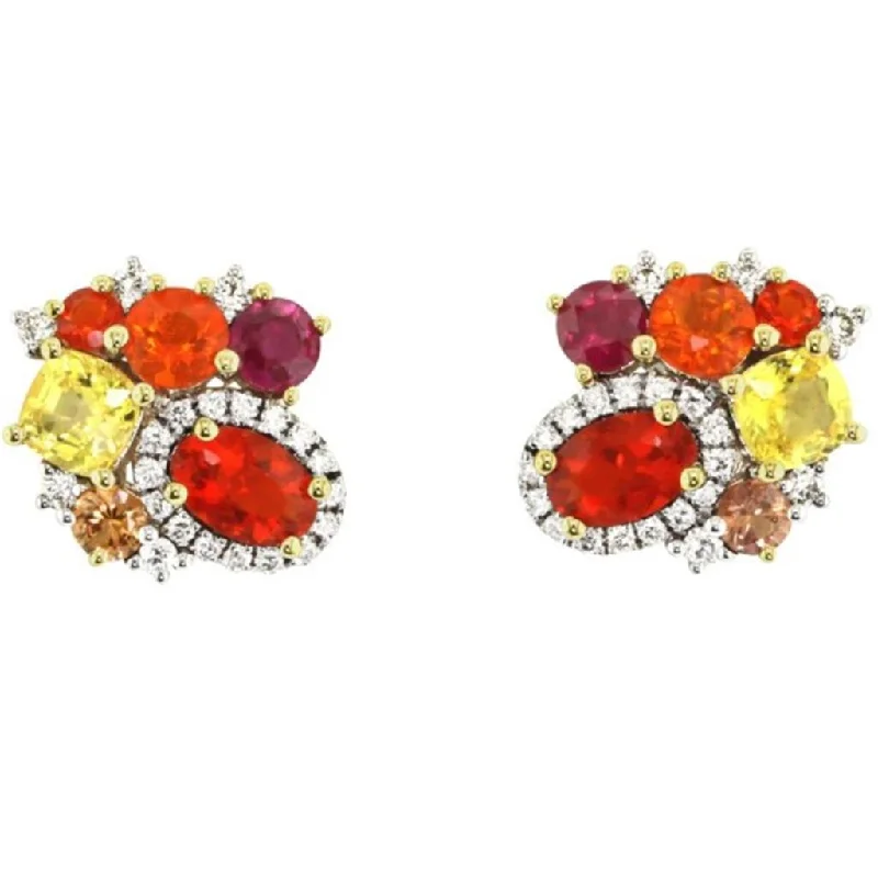 High-End Sparkle, Low-End Prices – Shop Now 14K Yellow And White Gold 'Tesserae' Marigold Cluster Earrings