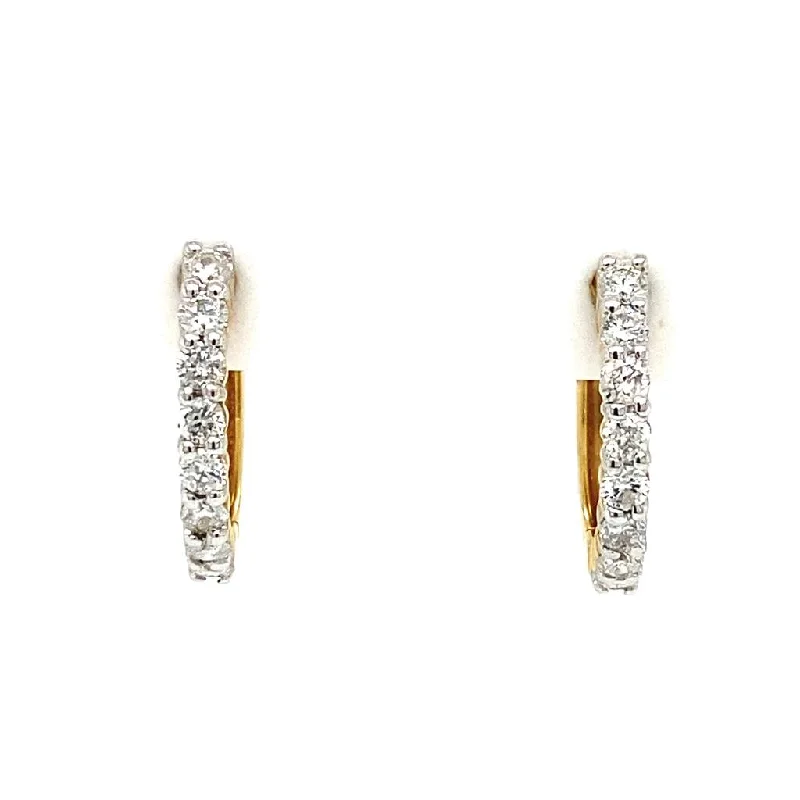 Seasonal Jewelry Sale – Upgrade Your Style Today 14K Yellow Gold 15mm Diamond Huggie Earrings