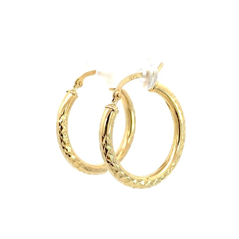 Sparkle On A Budget – Fine Jewelry For Less 14K Yellow Gold 25mm Diamond Cut Semi-Solid Large Hoop Earring