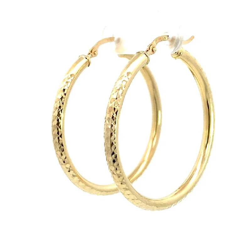 Sparkle More For Less – Jewelry Sale Happening Now 14K Yellow Gold 37mm Diamond Cut Semi-Solid Large Hoop Earring