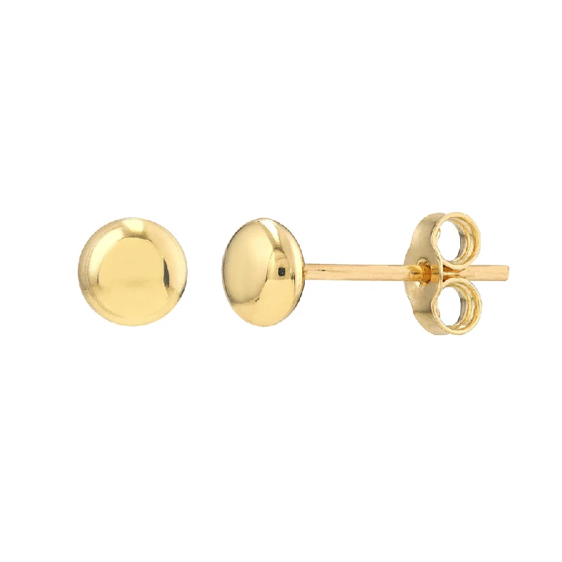 Trendy Minimalist Jewelry For Everyday Wear 14K Yellow Gold 4.5mm Flat Round Pebble Earrings