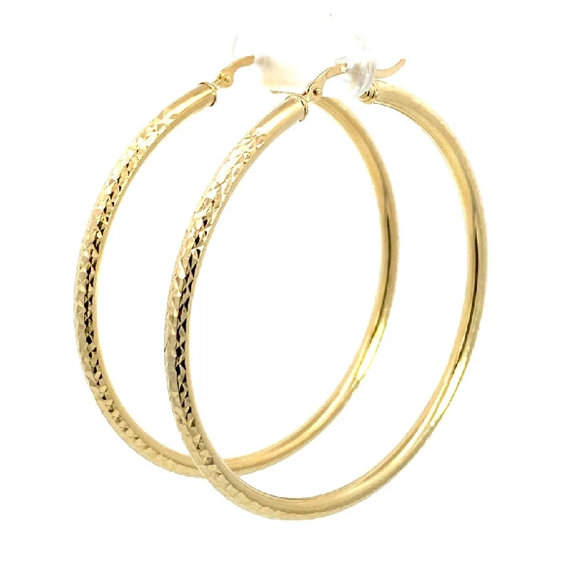 Sparkle In Style With Our Best Jewelry Deals 14K Yellow Gold 55mm Diamond Cut Semi-Solid Large Hoop Earring