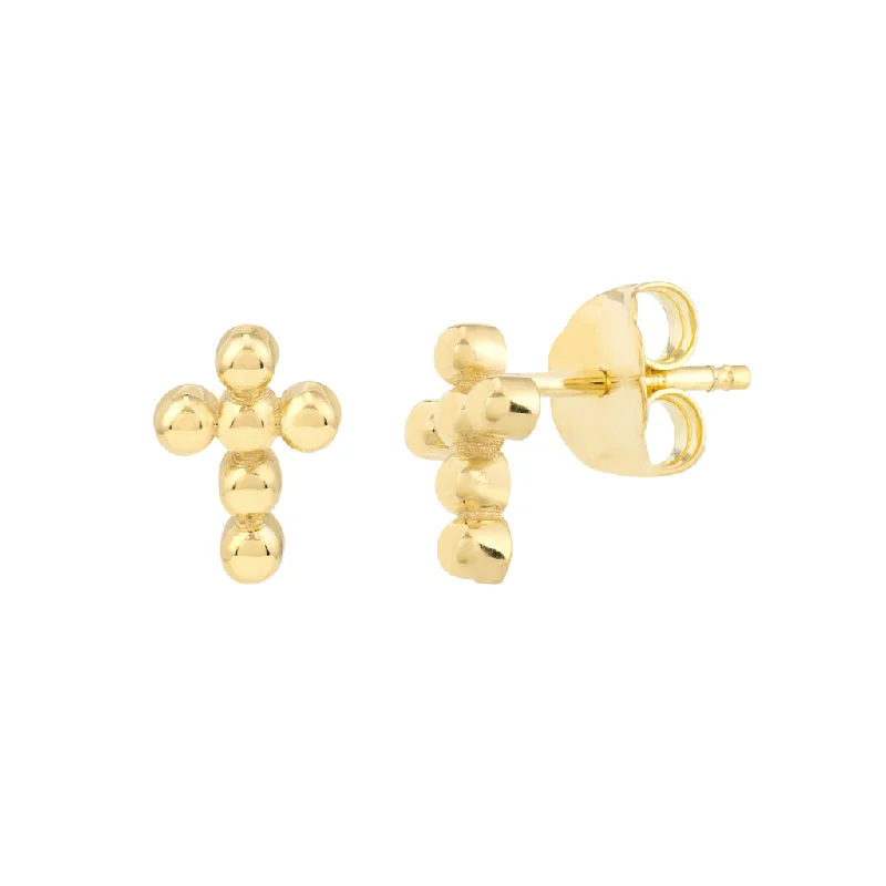 Exclusive Jewelry Markdowns – Limited-Time Offer 14K Yellow Gold Bead Cross Earrings