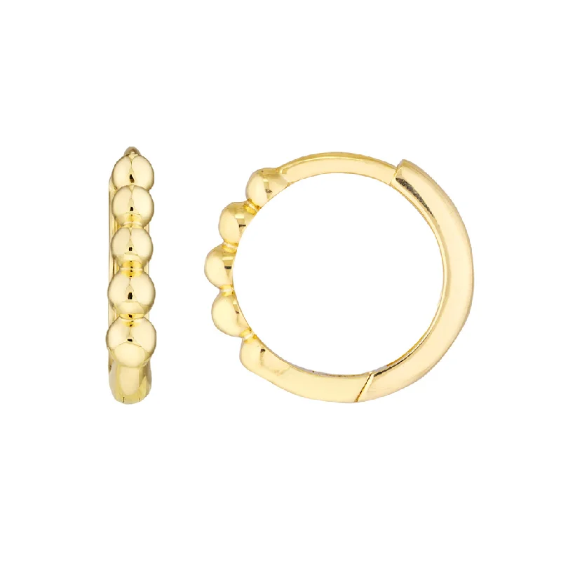 Affordable Gold-Plated Jewelry For Modern Fashion 14K Yellow Gold Beaded Huggie Earring