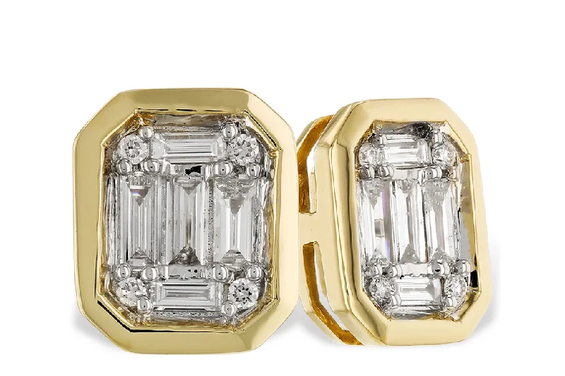 Your Perfect Accessory At The Perfect Price 14K Yellow Gold Bezel Set Cluster Diamond Earrings