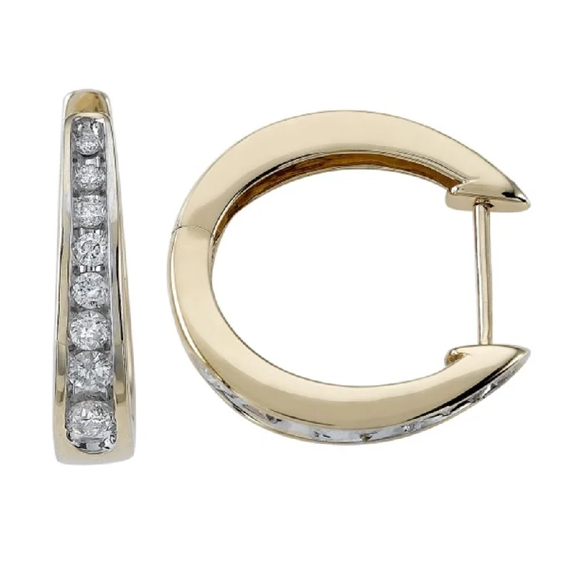 Premium Jewelry At Promotional Prices – Shine Today 14K Yellow Gold Channel Set Diamond Hoop Earrings