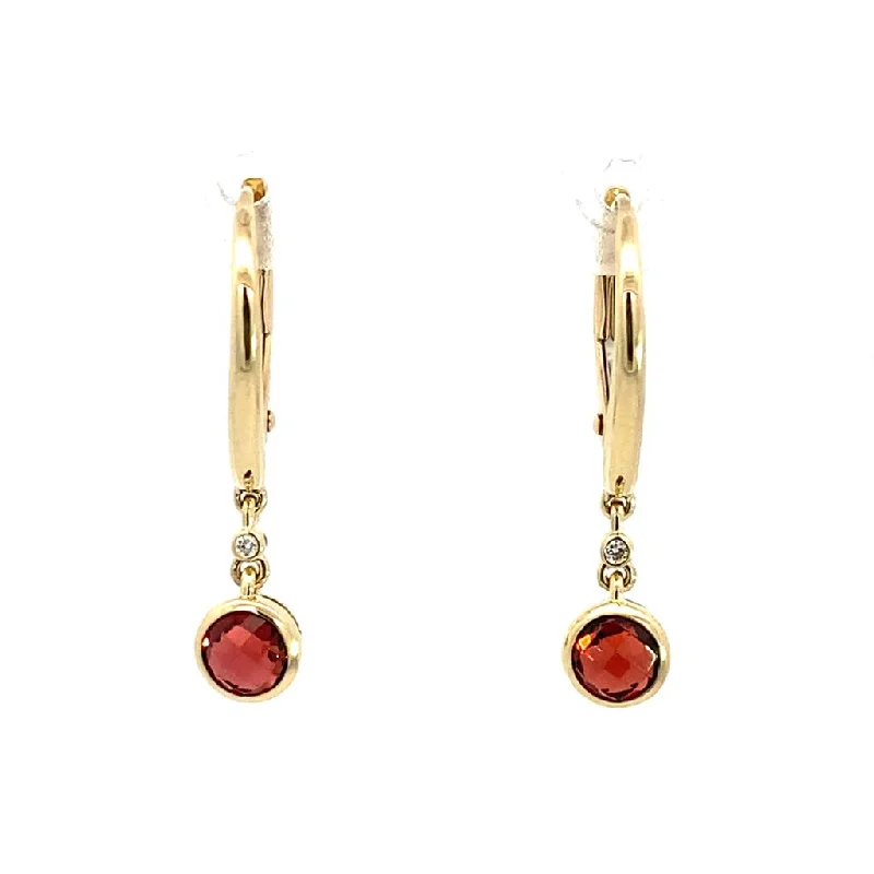 Elegant Jewelry At Unbeatable Offers – Shop Before It's Gone 14K Yellow Gold Diamond And Garnet Dangle Earrings