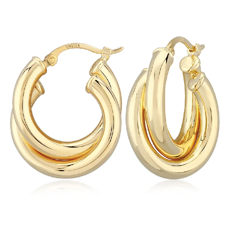 Grab Your Favorite Jewelry At The Lowest Prices 14K Yellow Gold Double Tube Hoop Earrings