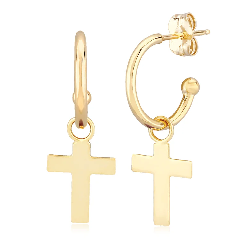 Don't Miss Our Biggest Jewelry Sale Of The Season 14K Yellow Gold Flat Cross Drop Dangle Earrings