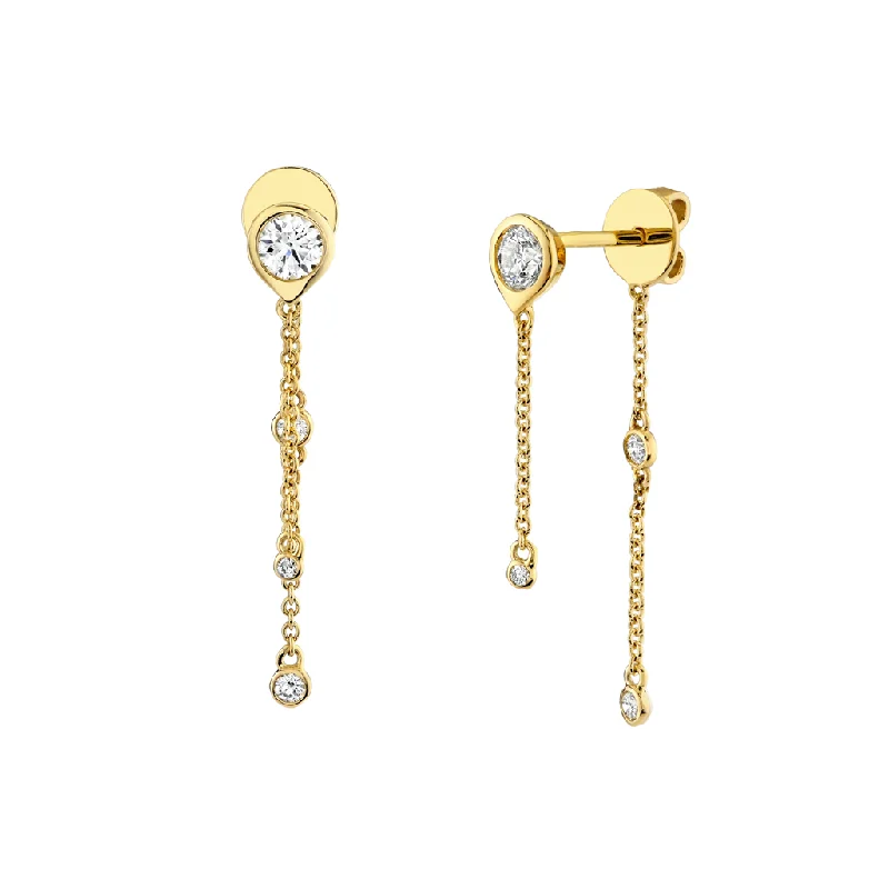 Dainty And Elegant Jewelry Now At Reduced Prices 14K Yellow Gold Front And Back Dangle Natural Diamonds Earrings