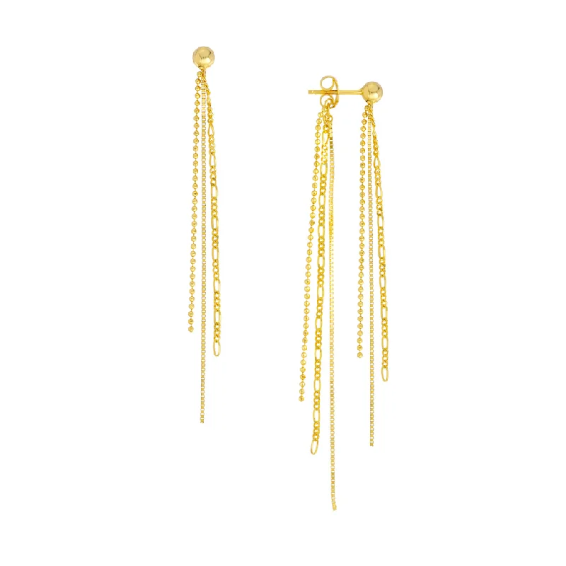 Shop Fine Jewelry With Exclusive Savings 14K Yellow Gold Front To Back Mix Chain Tassel Earrings