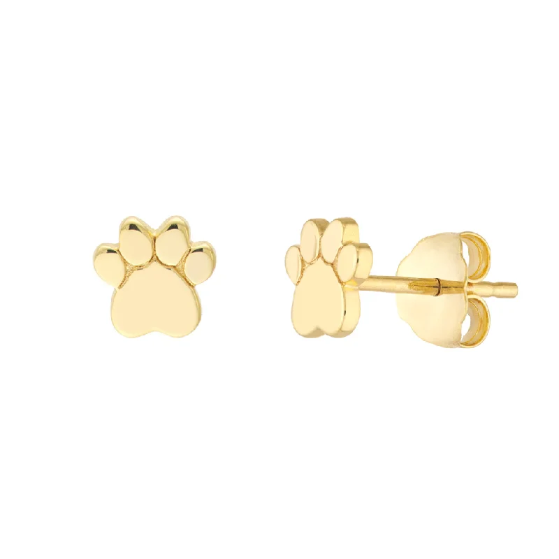 Must-Have Jewelry At Irresistible Discounts 14K Yellow Gold Heart Dog Paw Print Earrings