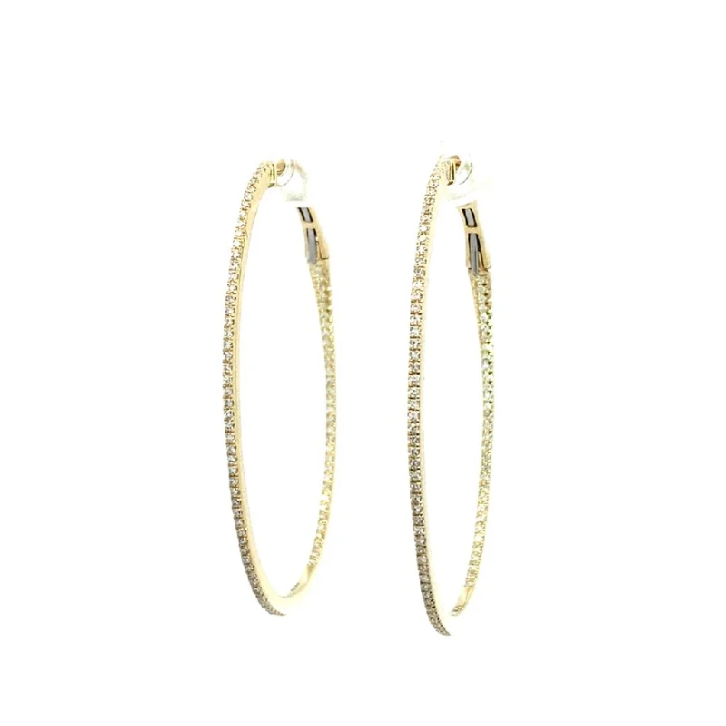 Best-Selling Jewelry Styles Now At Exclusive Discounts 14K Yellow Gold Inside Out Oval Diamond Hoop Earrings