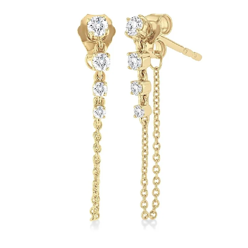 Elegant Jewelry Styles At Budget-Friendly Prices 14K Yellow Gold Journey Diamond Earrings