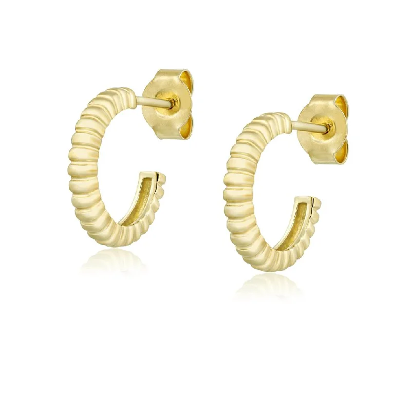 Jewelry Sale Bonanza – Grab Your Sparkle Now 14K Yellow Gold Overlay Fluted Huggie Earrings