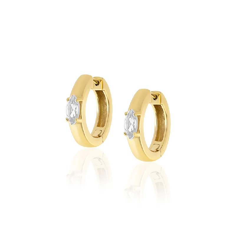 Best Jewelry Deals – Premium Quality At Exclusive Discounts 14K Yellow Gold Overlay Huggie Earrings With White Topaz