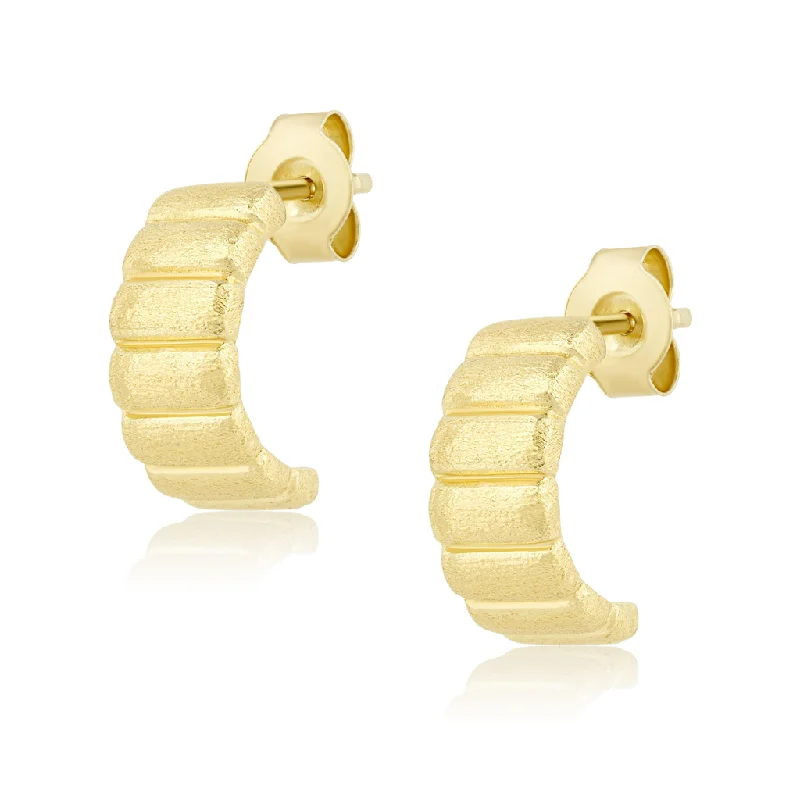 Your Dream Jewelry At Dream Prices 14K Yellow Gold Overlay Matte Finish Mini Fluted J Hoops