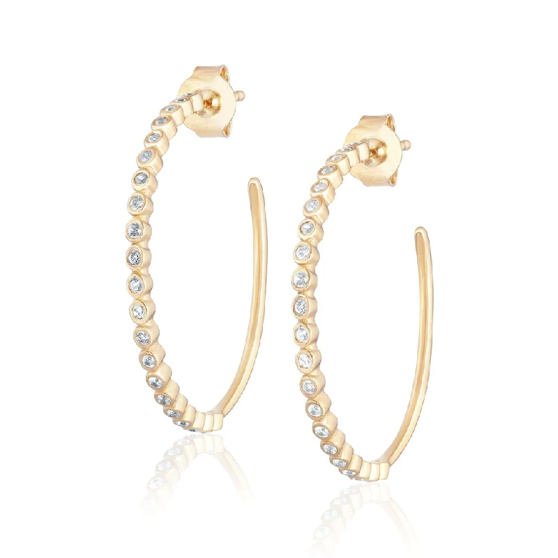 Timeless Jewelry At Special Discount Rates 14K Yellow Gold Overlay White Zircon Hoops