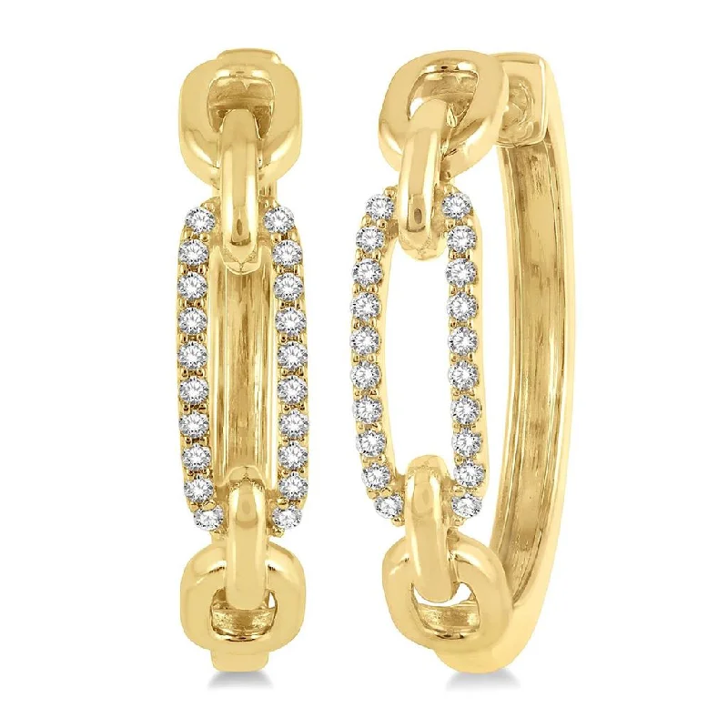 Special Deals On Handcrafted And Designer Jewelry 14K Yellow Gold Paperclip Diamond Hoop Earrings