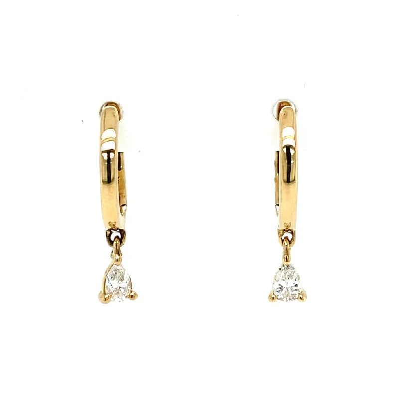 Seasonal Jewelry Sale – Upgrade Your Collection 14K Yellow Gold Pear Diamond Drop Huggie Earrings