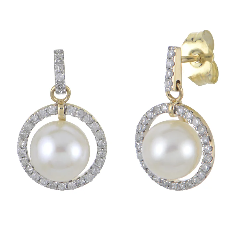 Best-Selling Jewelry Now Available At Special Deals 14K Yellow Gold Pearls And Diamond Halo Earrings