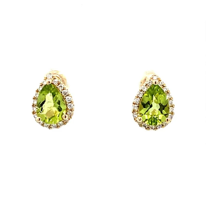 Exclusive Jewelry Discounts – Shop Now For Savings 14K Yellow Gold Peridot And Diamond Halo Earrings