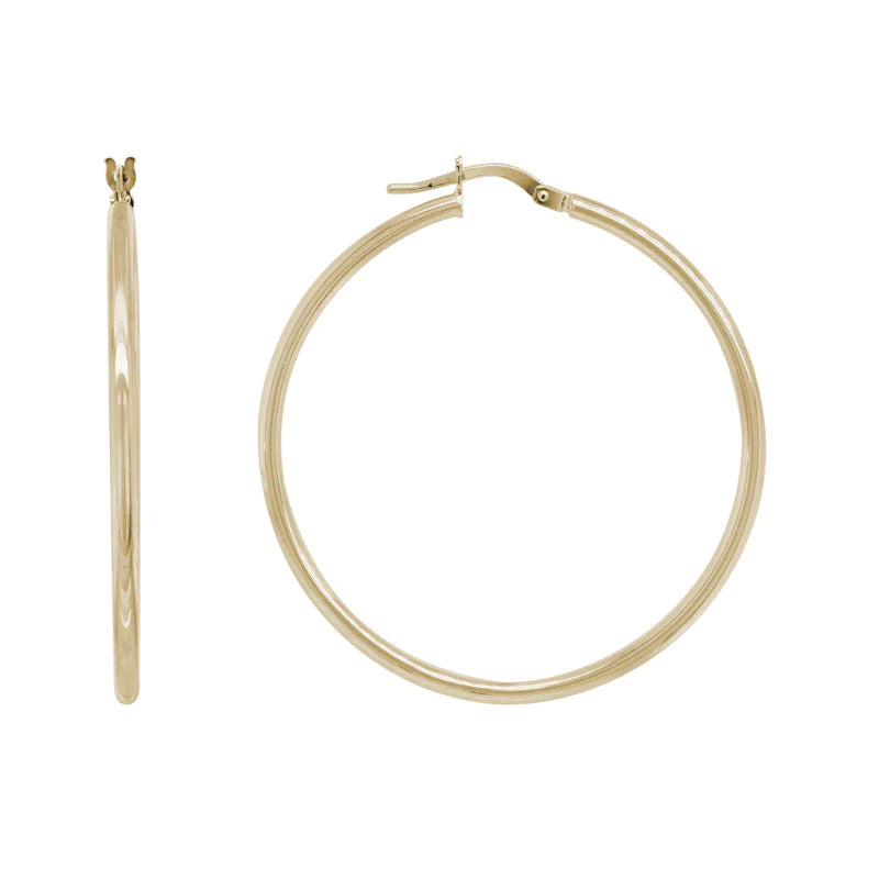 Eco-Friendly Sustainable Jewelry For Conscious Buyers 14K Yellow Gold Round Tube Hoops Eco-Friendly Sustainable Jewelry For Conscious Buyers 14K Yellow Gold Round Tube Hoops