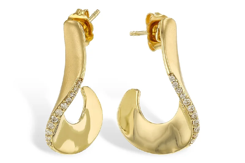 Unmissable Jewelry Discounts – Elevate Your Look For Less 14K Yellow Gold Satin Finish Diamond Medium Hoop Earrings