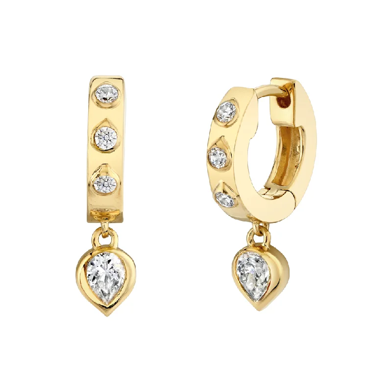 Personalized Jewelry Sale – Unique Gifts At Low Prices 14K Yellow Gold Shell Bezel Set Dangle Natural Diamonds Earrings