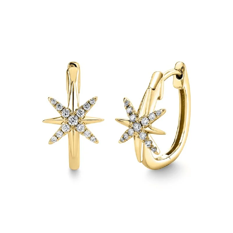 Elevate Your Outfit With Discounted Statement Jewelry 14K Yellow Gold 'Solaz' Diamond Sun Brust Huggie Earrings