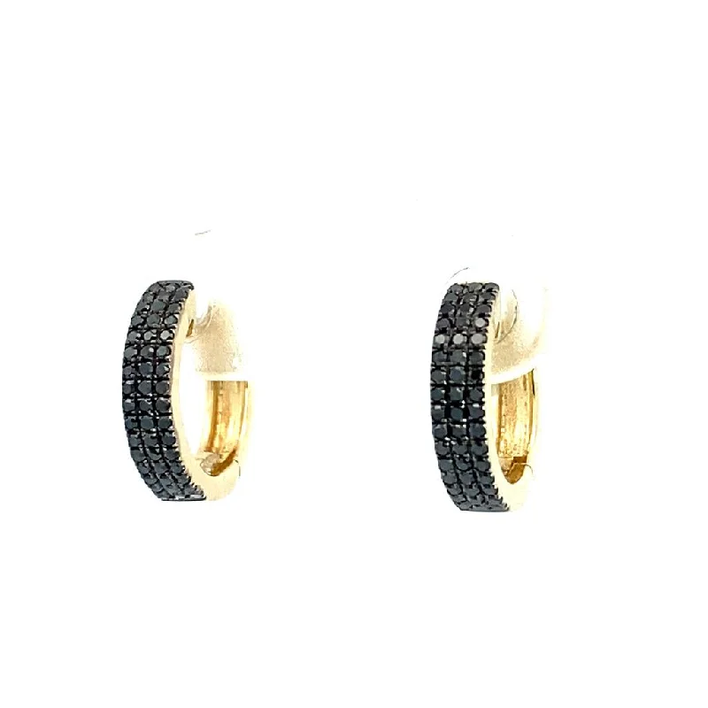 Your Perfect Accessory At The Perfect Price 14K Yellow Gold Three Row Diamond Pavé Round Huggie Earrings