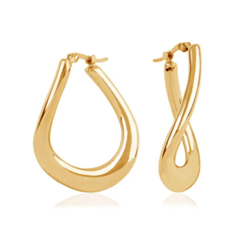 Luxury Jewelry At Unbeatable Discounts 14K Yellow Gold Wavy Hoop Earrings