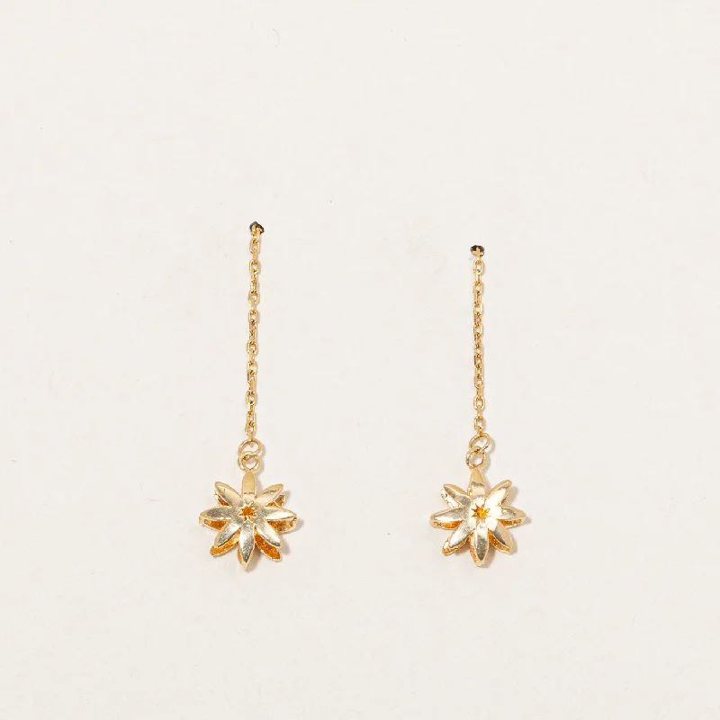 Shop Dazzling Jewelry At The Best Prices 18k Yellow Gold Drop Flower Threaded Drop Earrings