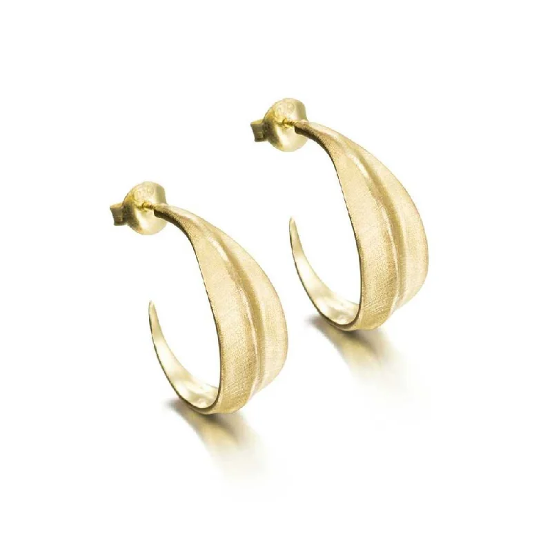 Holiday Jewelry Sale – Perfect Gifts At Great Prices 18K Yellow Gold Vermeil Leaf Motif Hoop Earrings