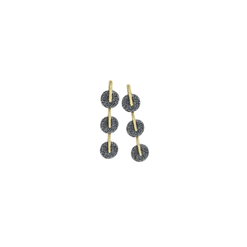 Special Offers On Handcrafted And Designer Jewelry 18K Yellow Gold Vermeil And Black Ruthenium Drop Earrings