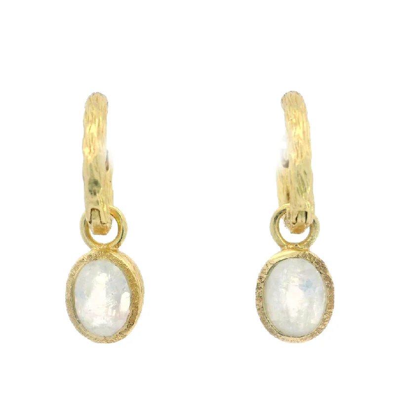 Handcrafted Beauty At Affordable Prices 18K Yellow Gold Vermeil Dangle Moonstone Earrings