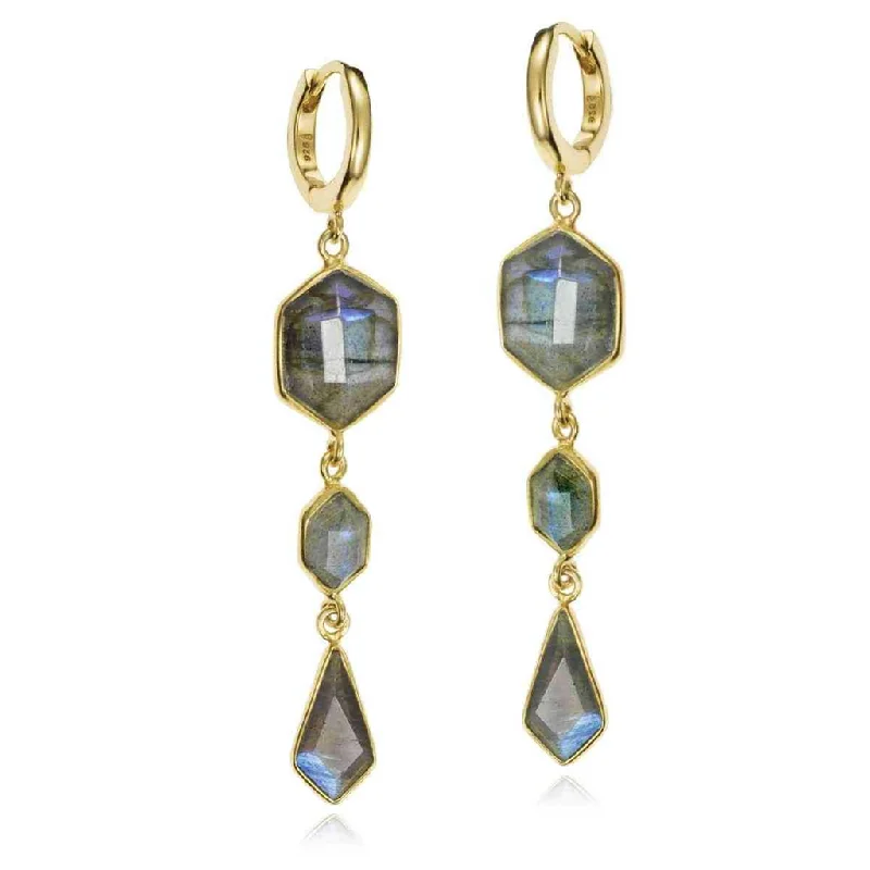 Don't Miss Out On Jaw-Dropping Jewelry Discounts 18K Yellow Gold Vermeil Geometric Labradorite Dangle Earrings