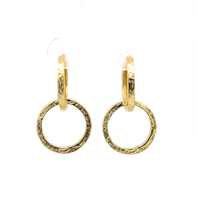 Dainty Floral Jewelry For Feminine Elegance 18K Yellow Gold Vermeil Hammered Cirlce Dangle Earrings