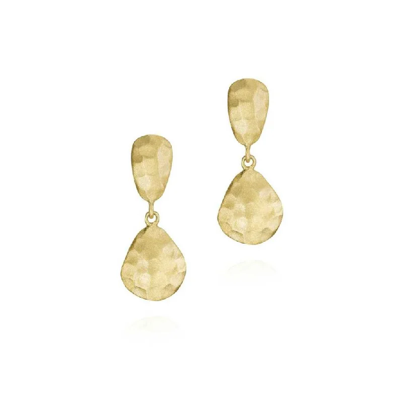 Elegant Rose Gold Jewelry For A Stylish Touch 18K Yellow Gold Vermeil Hammered Dangle Earrings