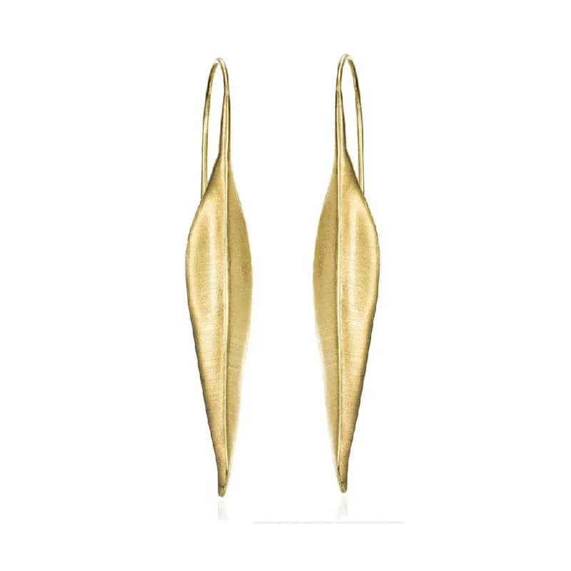 Exclusive Jewelry Bundles At Discounted Prices 18K Yellow Gold Vermeil Leaf Motif Drop Earrings