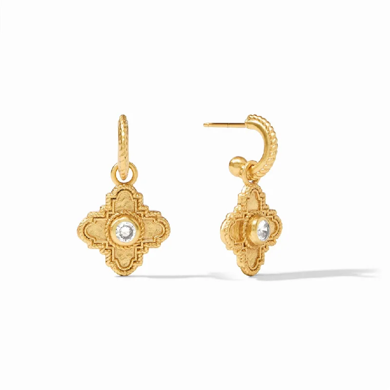 High-Quality Jewelry At A Fraction Of The Cost 24K Yellow Gold Overlay 'Theodora' Hoop And Charm Earrings