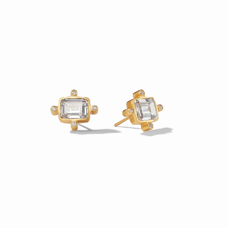 Unmissable Jewelry Sale – Shop Before It's Too Late 24K Yellow Gold Overlay 'Clara' Studs With Cubic Zirconia