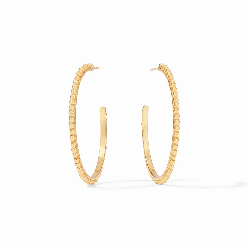 Luxury Jewelry Clearance – Shop Premium Styles Now 24K Yellow Gold Overlay 'Colette' Large Bead Hoop Earrings