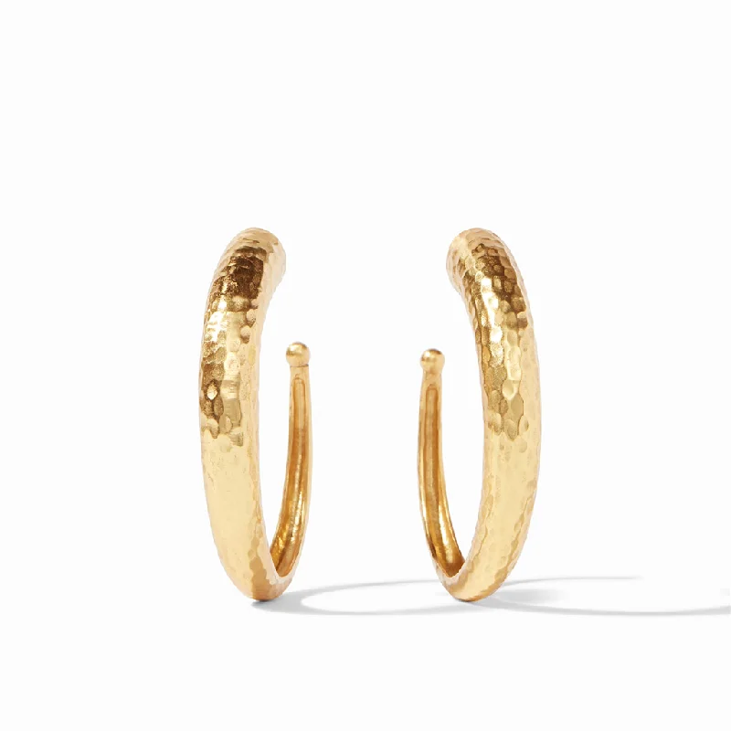 Must-Have Jewelry Pieces At Reduced Prices 24K Yellow Gold Overlay Large Hammered Hoop Earrings